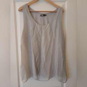 Made In Italy ~Silk Blend Silver Grey Sleeveless Flowy Top (XL)
